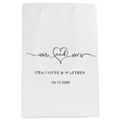 白いミセス結婚ハート脚本 ミディアムペーパーバッグ (正面)