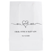 白いミセス結婚ハート脚本 ミディアムペーパーバッグ (裏面)