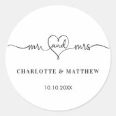 白いミセス結婚ハート脚本 ラウンドシール (正面)
