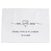 白いミセス結婚ハート脚本 ラージペーパーバッグ (正面)