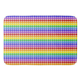 白いミッドセンチュリードットモダンの円に虹 バスマット