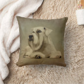 白いミニチュアシュナツァー クッション (ブランケット)