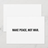 白いミニマリストのカードに戦争ではなく平和を作る (正面/裏面)