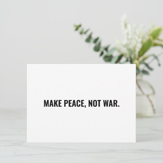 白いミニマリストのカードに戦争ではなく平和を作る (スタンド正面)