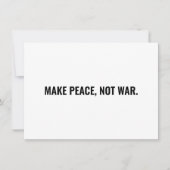 白いミニマリストのカードに戦争ではなく平和を作る (正面)