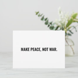 白いミニマリストのカードに戦争ではなく平和を作る