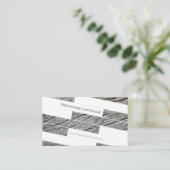 白いミニマルエレガント木の寄木張り 名刺 (スタンド正面)