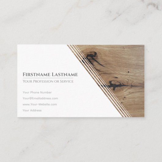 白いミニマルエレガント木の寄木張り 名刺 (裏面)