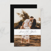 白いミニマルフォトスクリプトQRコード日付の保存 セーブザデート (正面/裏面)