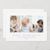 白いミニマルフレーム3写真ハッピー感謝祭 シーズンカード (正面/裏面)