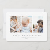 白いミニマルフレーム3写真ハッピー感謝祭 シーズンカード (正面)