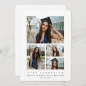 白いミニマルフレーム4写真の卒業 案内状 (正面/裏面)