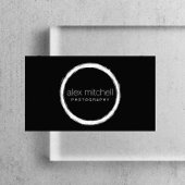 白いミニマルブラシストロークの円フォトグラファー 名刺