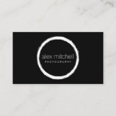 白いミニマルブラシストロークの円フォトグラファー 名刺 (正面)