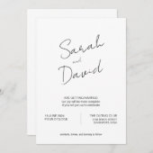 白いミニマルモダンスクリプトウェディング 招待状 (正面/裏面)