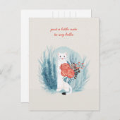 白いミンク エルミン フラワーズ ファンシー 想い出 ポストカード (正面/裏面)