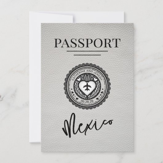 白いメキシコのパスポート日付を保存 セーブザデート (正面)