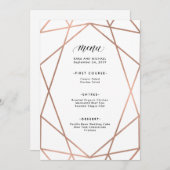 白いメニューの最小主義のモダンなのどのばら色の金ゴールド メニュー (正面/裏面)