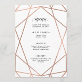 白いメニューの最小主義のモダンなのどのばら色の金ゴールド メニュー (正面)