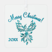 白いメリークリスマスに青いフェニックスが咲く メタルオーナメント (裏面)