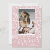 白いメリークリスマスダスティピンクの写真 シーズンカード (正面)