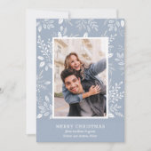 白いメリークリスマスダスティブルー写真 シーズンカード (正面)