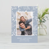 白いメリークリスマスダスティブルー写真 シーズンカード (スタンド正面)