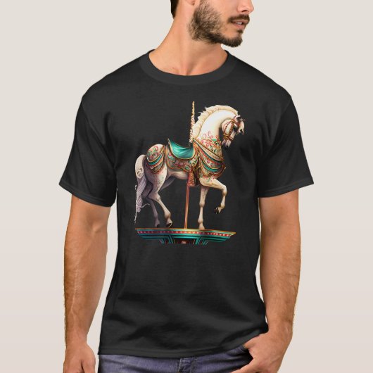 白いメリーゴーラウンドの馬 Tシャツ (正面)
