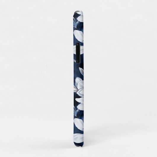 白いモクノキの花、青い背景 Case-Mate iPhoneケース (裏面/右)