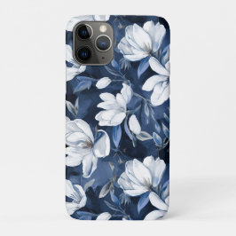 白いモクノキの花、青い背景 iPhone 11 PROケース