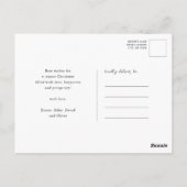 白いモダンおもしろいスはっきりしたクリプトで雪写真を撮る ポストカード (裏面)