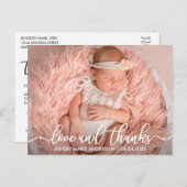 白いモダンな新生児の愛および感謝の写真 案内ポストカード (正面/裏面)
