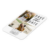 白いモダンな2枚の写真でお知らせする結婚式の日時 マグネット (左側)