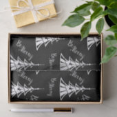 白いモダンクリスマスツリーブラッククリスマス 薄葉紙 (ギフト)