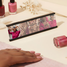 白いモダンコラージュ文字の書道名 デスクネームプレート