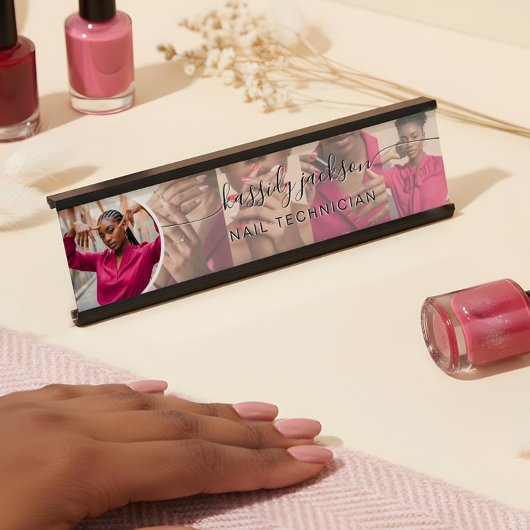 白いモダンコラージュ文字の書道名 デスクネームプレート