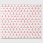 白いモダンピンク色の可愛い雪の木 ラッピングペーパー (フラット)