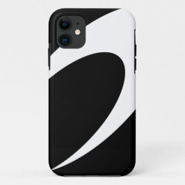 白いモダンブーメラン曲線の黒い背景 iPhone 11 ケース