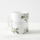 白いモダンマグノリアの母の日 コーヒーマグカップ (正面左)