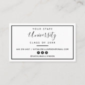 白いモダン卒業写真の挿入名刺 コーリングカード (裏面)