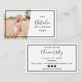 白いモダン卒業写真の挿入名刺 コーリングカード (正面/裏面)