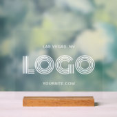 白いモダン四角形のロゴ アクリルサイン (ニュートラル)