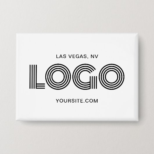 白いモダン四角形のロゴ 缶バッジ (正面)