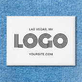 白いモダン四角形のロゴ 缶バッジ