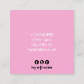 白いモダン大理石とピンクのハートまぶし スクエア名刺 (裏面)