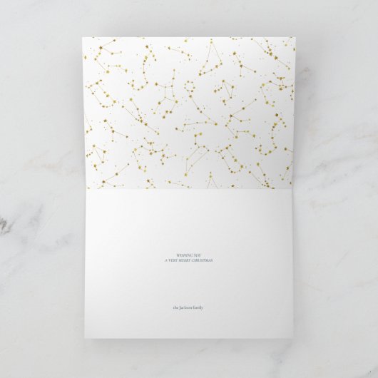 白いモダン星のトレンディー灰色のクリスマス シーズンカード (内部)