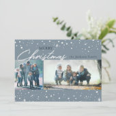 白いモダン星のトレンディー灰色のクリスマス シーズンカード (スタンド正面)