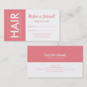 白いモダン晴れたピンクの髪のメイクアップ友達を参照 紹介カード (正面/裏面)