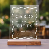 白いモダン波状のフレームウェディングカードとギフト アクリルサイン