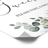 白いモダン緑の葉のベビーは甘い ポスター (角)